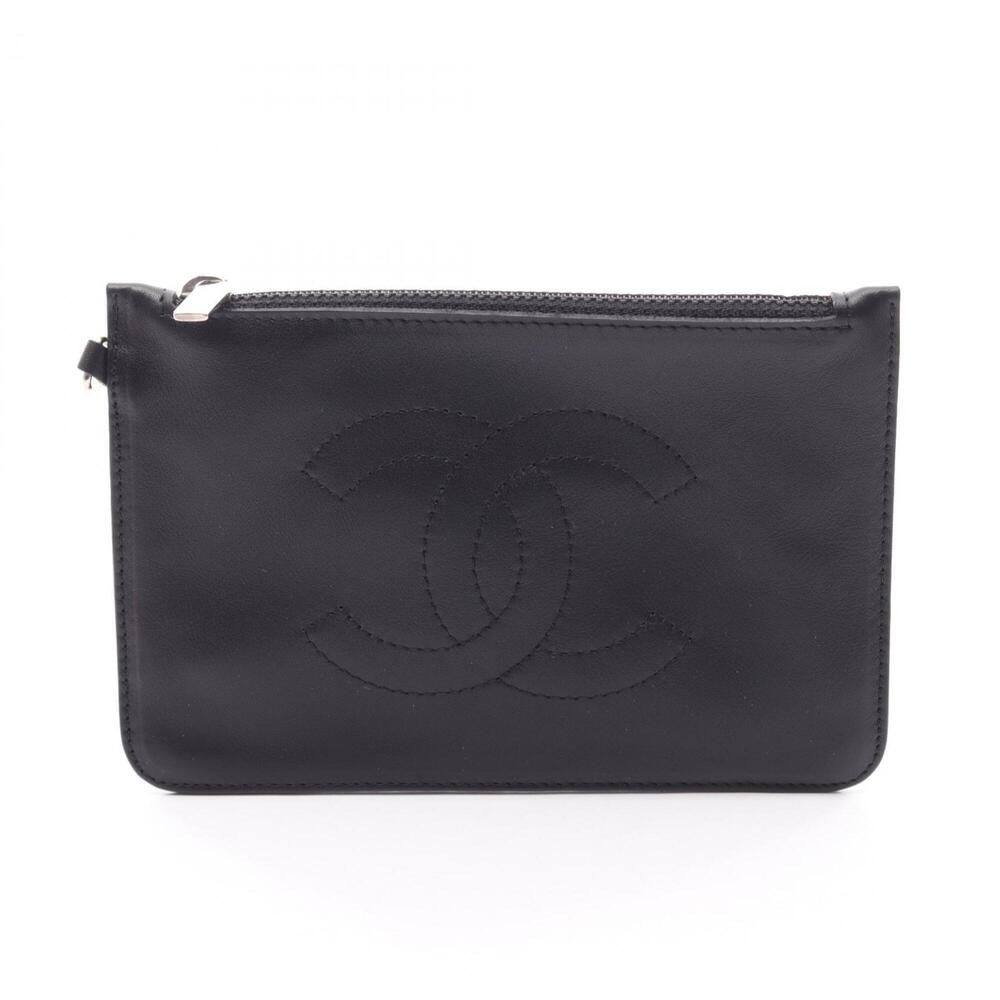 Chanel Coco Mark Handbag Pouch Lambskin (Sheepskin) Women's Black